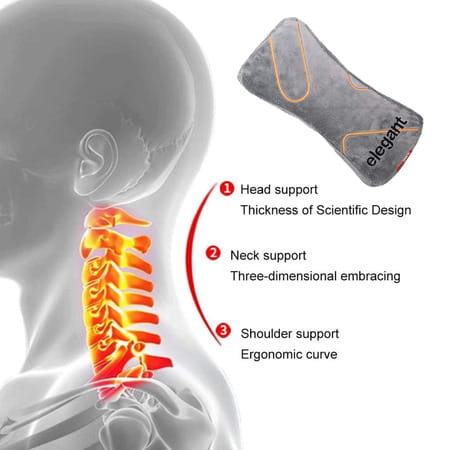 Elegant Fur Memory Foam Neck Support Pillow (Set Of 2) Grey