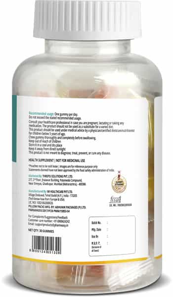 Pharmeasy Multivitamin Gummies For Kids And Adults Lemon & Strawberry Flavour Bottle Of 30 Gummies