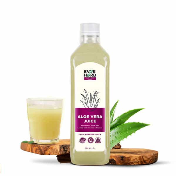 Everherb Aloe Vera Juice With Pulp - Rejuvenates Skin & Hair - 1L Bottle (By Pharmeasy)