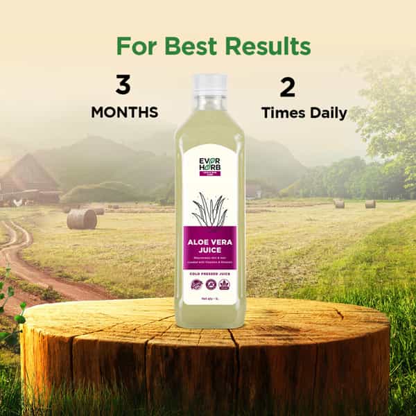 Everherb Aloe Vera Juice With Pulp - Rejuvenates Skin & Hair - 1L Bottle (By Pharmeasy)