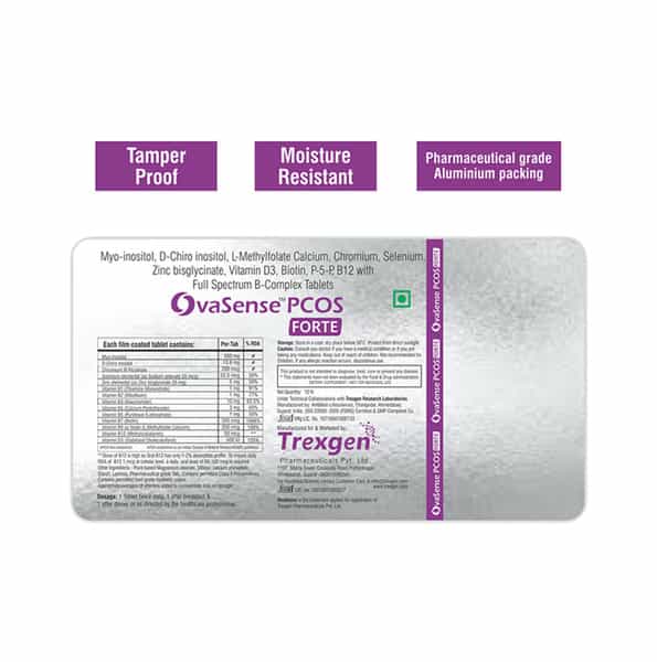 Trexgen Ovasense Pcos Forte Myo-Inositol D-Chiro Inositol Tablets - 30 Tablets