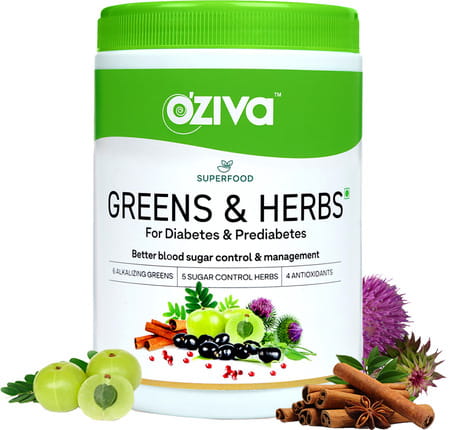 Oziva Superfood Greens & Herbs For Diabetes & Prediabetes 250g | Sugar Control