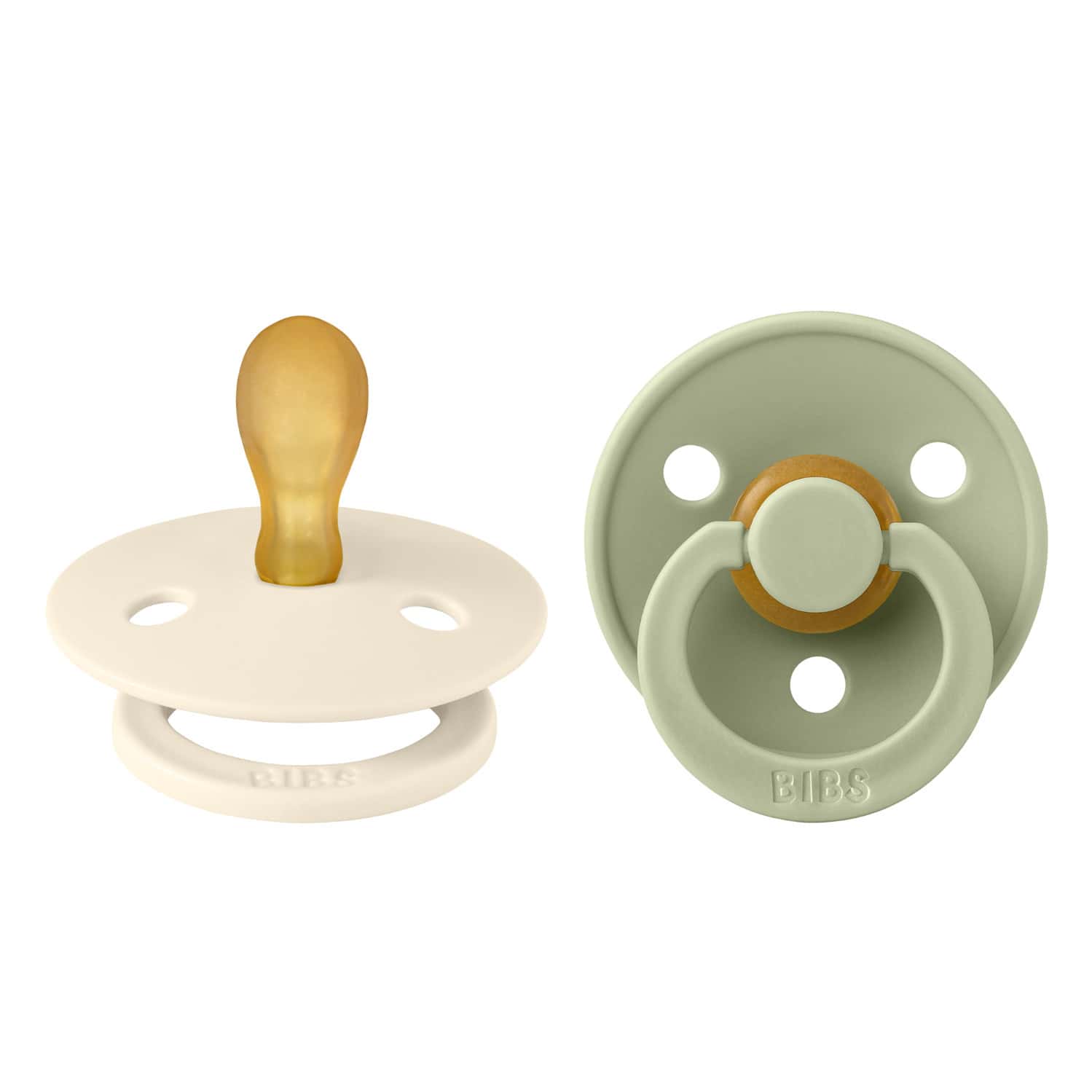 Bibs Colour 2 Pack Latex Size 1 Ivory/Sage - 0+ Months