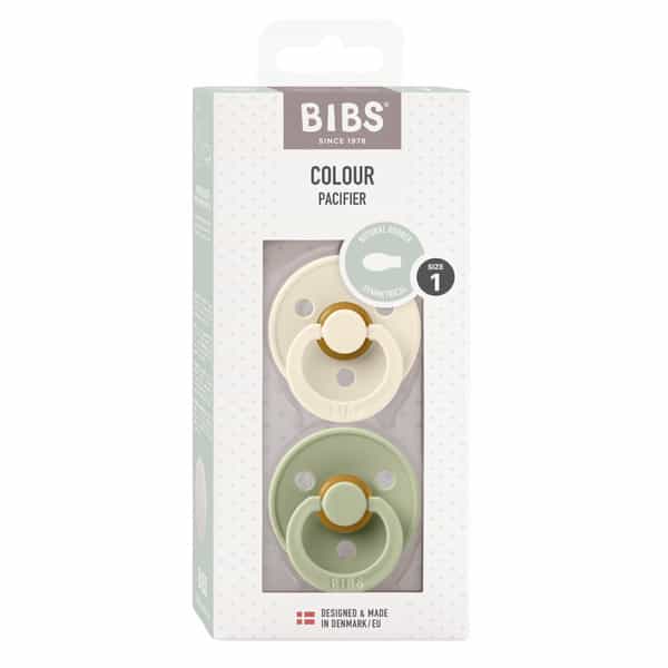 Bibs Colour 2 Pack Latex Size 1 Ivory/Sage - 0+ Months