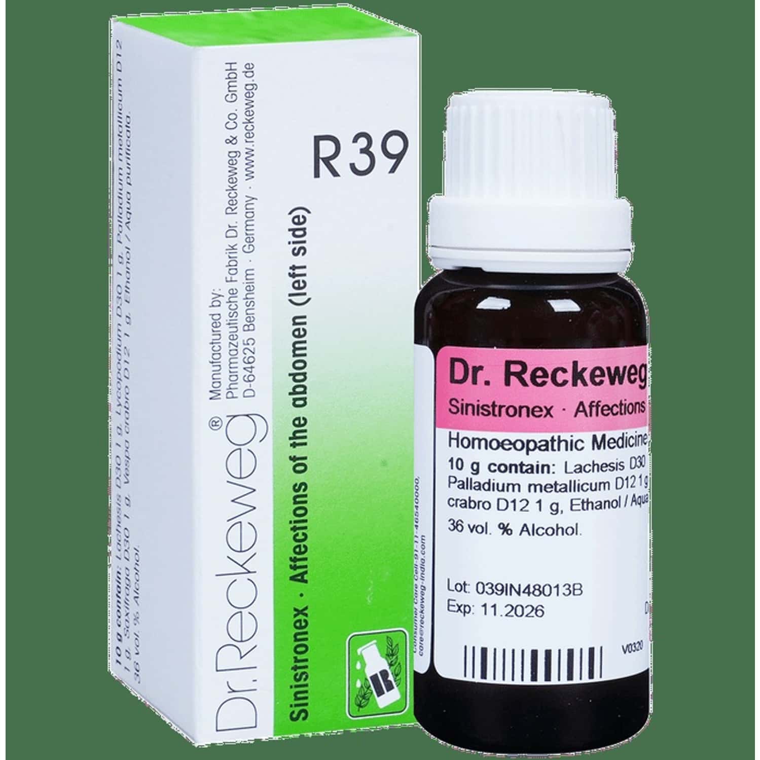 Dr. Reckeweg R39 Affections Of The Abdomen Left Side Drops 22 Ml