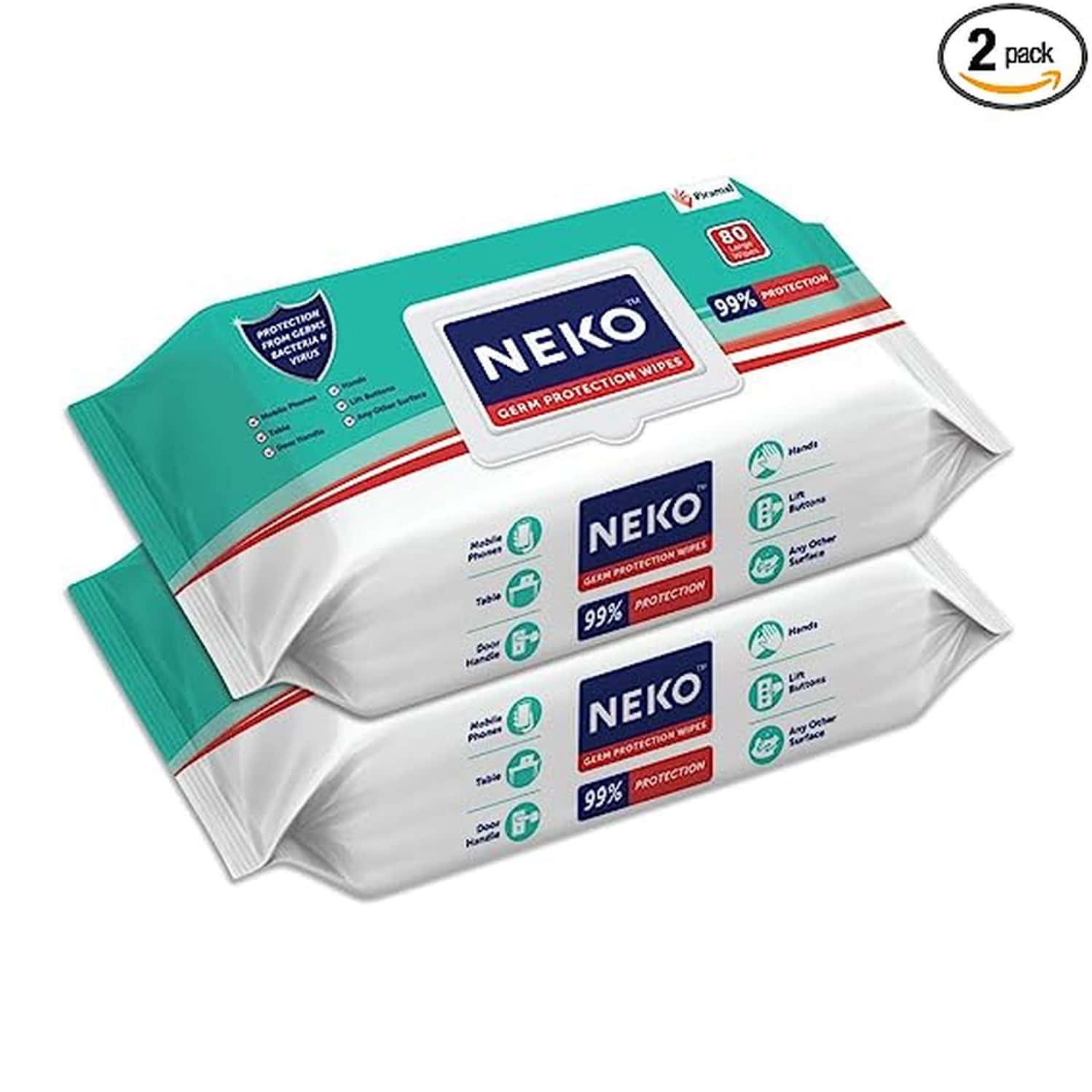 Neko Germ Protection Wipes 80s Lid Pack Of 2