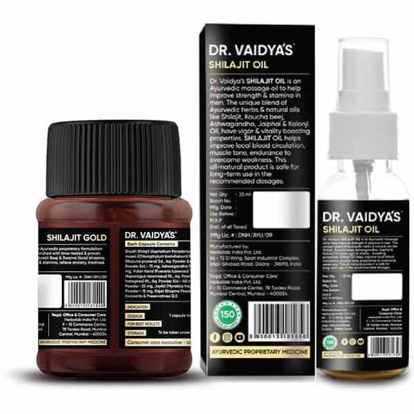 Dr. Vaidya's Shilajit Gold (30 Capsules) And Shilajit Oil For Extra Power - Pack Of 1