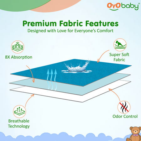Oyo Baby Waterproof Bed Protector Baby Dry Sheet Small Firoza (70 Cm X 100 Cm)