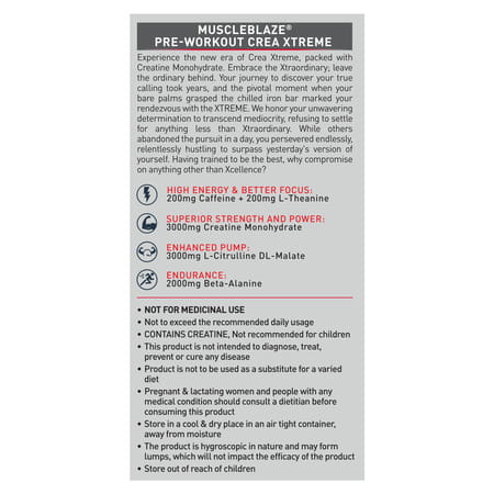 Muscleblaze Pre Workout Crea-Xtreme (Berry Lime | 200G | 20 Servings)