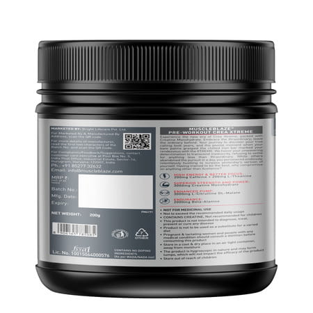 Muscleblaze Pre Workout Crea-Xtreme (Berry Lime | 200G | 20 Servings)