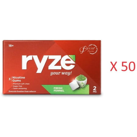Ryze Nicotine Gum 2mg Fresh Fennel3 Gums X Pack Of 50 Smoking Cessations
