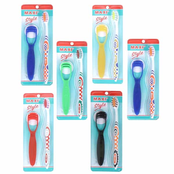 Maxi Style Toothbrush & Tongue Cleaner-Oral Hygiene Kit (Pack Of 6)