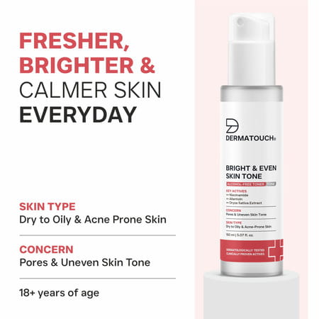 Dermatouch Bright & Even Skin Tone Alcohol Free Toner With 3% Niacinamide | All Skin Types 150Ml