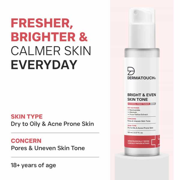 Dermatouch Bright & Even Skin Tone Alcohol Free Toner With 3% Niacinamide | All Skin Types 150Ml