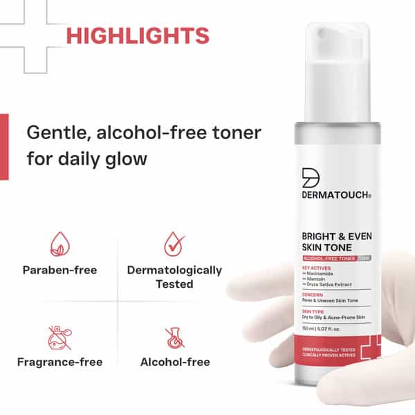 Dermatouch Bright & Even Skin Tone Alcohol Free Toner With 3% Niacinamide | All Skin Types 150Ml
