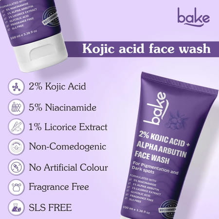 Bake 2% Kojic Brightening Face Wash With Arbutin & Niacinamide (100ml)