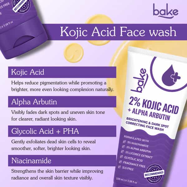 Bake 2% Kojic Brightening Face Wash With Arbutin & Niacinamide (100Ml)