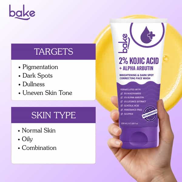 Bake 2% Kojic Brightening Face Wash With Arbutin & Niacinamide (100Ml)
