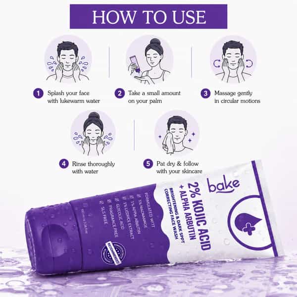 Bake 2% Kojic Brightening Face Wash With Arbutin & Niacinamide (100Ml)