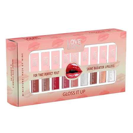 Love Earth Liquid Lip Gloss Pack Of 9 For Soft & Dewy Lips (Multicolor) - 2ml Each