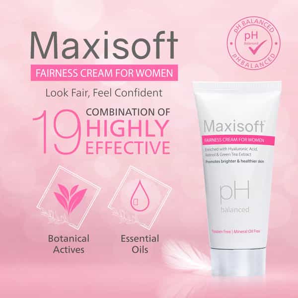 Maxisoft Fairness Cream For Women | Promotes Brighter & Healthier Skin | Tube | 50 Gm | Pack Of 4