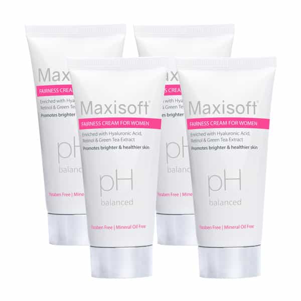 Maxisoft Fairness Cream For Women | Promotes Brighter & Healthier Skin | Tube | 50 Gm | Pack Of 4