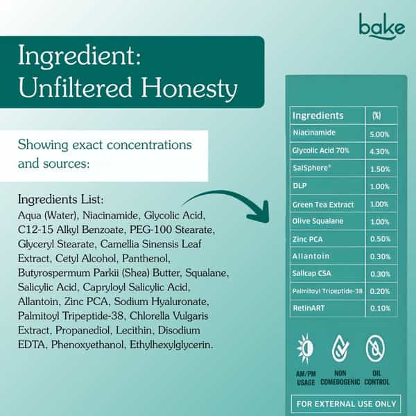 Bake Pore Minimizing Face Serum With Niacinamide For Clear Pores & Uneven Skin Texture-30Ml