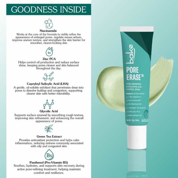 Bake Pore Minimizing Face Serum With Niacinamide For Clear Pores & Uneven Skin Texture-30Ml
