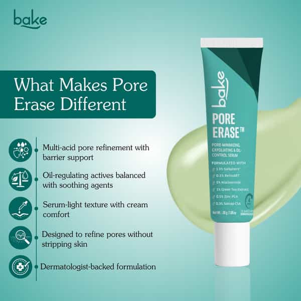 Bake Pore Minimizing Face Serum With Niacinamide For Clear Pores & Uneven Skin Texture-30Ml