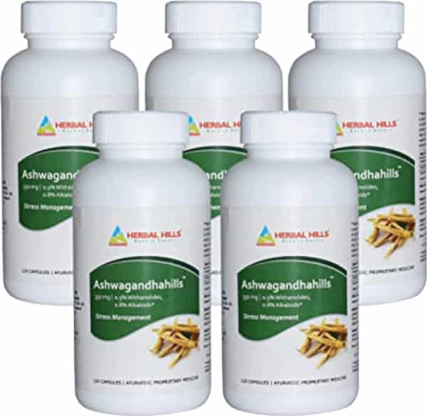 Herbal Hills Ashwagandhahills - Ashwagandha Capsule 120 Count - Pack Of 5