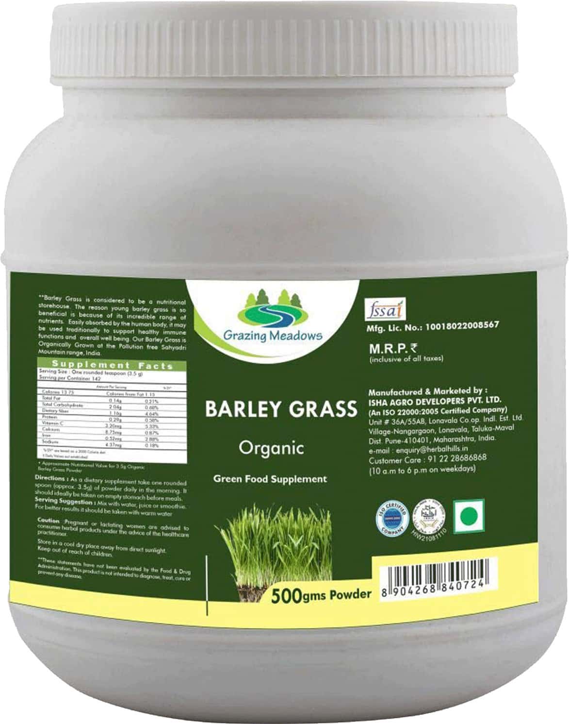 Grazing Meadows Barley Grass 500 Gms Powder