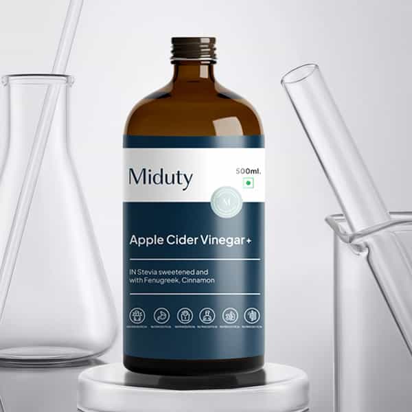 Miduty Apple Cider Vinegar - Stevia - Fenugreek - Detox - Weight Loss - Raw Acv With Mother - 500Ml