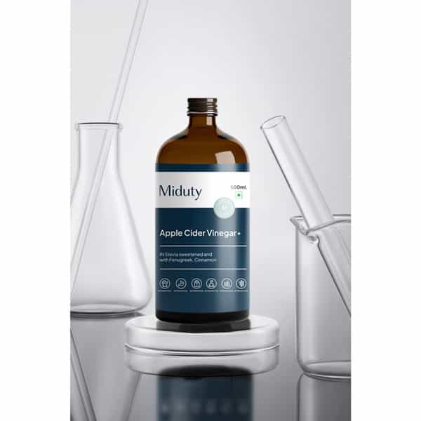 Miduty Apple Cider Vinegar - Stevia - Fenugreek - Detox - Weight Loss - Raw Acv With Mother - 500Ml