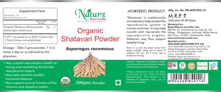 Naturz Ayurveda Organic Shatavari Powder - 200 Gms