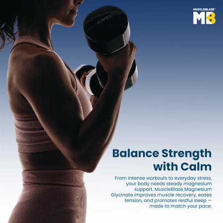 Muscleblaze Magnesium Glycinate 2000mg (440mg Elemental Magnesium) | 120 Tablets
