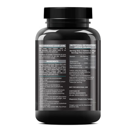 Muscleblaze Magnesium Glycinate 2000mg (440mg Elemental Magnesium) | 120 Tablets