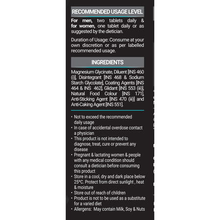 Muscleblaze Magnesium Glycinate 2000mg (440mg Elemental Magnesium) | 120 Tablets