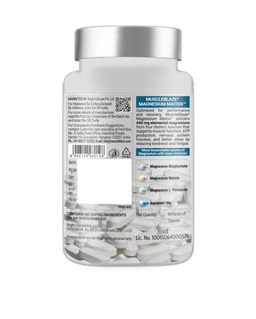 Muscleblaze Magnesium Glycinate 2000Mg (440Mg Elemental Magnesium) | 90 Tablets