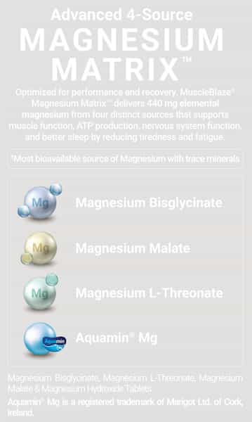 Muscleblaze Magnesium Matrix (90 Tablets) 440Mg Elemental Magnesium | Support Performance | Recovery