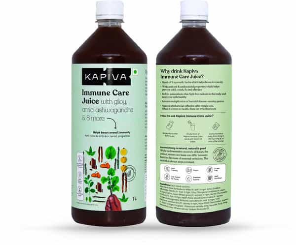 Kapiva Immune Care Juice 1L | Enriched With Amla - Giloy - Ashwagandha - And 8 More Herbs