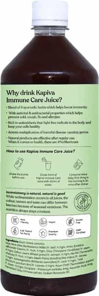 Kapiva Immune Care Juice 1L | Enriched With Amla - Giloy - Ashwagandha - And 8 More Herbs