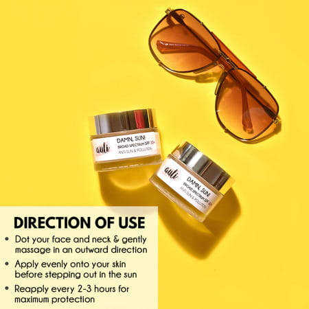 Auli Damn Sun Spf30++ Broad Spectrum Lightweight Sweat Proof Anti-Tan And Pollution Sunscreen -60gm