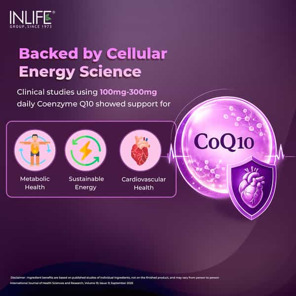 Inlife Coenzyme Q10 100Mg Heart Health & Cellular Energy - 30 Tablets