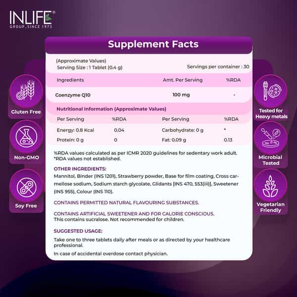 Inlife Coenzyme Q10 100Mg Heart Health & Cellular Energy - 30 Tablets