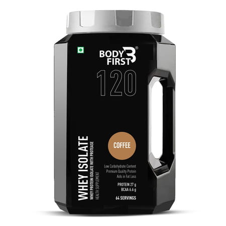 Bodyfirst Whey Isolate - Whey Protein Isolate With Protease | 64 Servings | Coffee