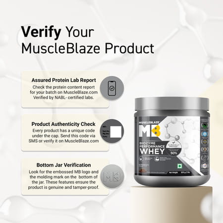 Muscleblaze Biozyme Performance Whey Protein Powder | Rich Chocolate | 500G | 25G Protein Per Scoop