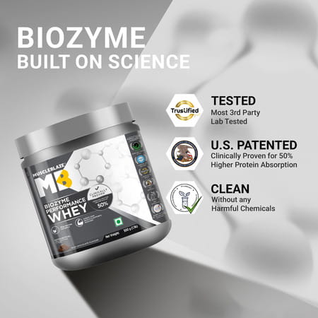 Muscleblaze Biozyme Performance Whey Protein Powder | Rich Chocolate | 500G | 25G Protein Per Scoop