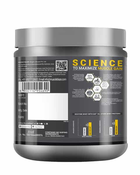 Muscleblaze Biozyme Performance Whey Protein Powder | Rich Chocolate | 500G | 25G Protein Per Scoop