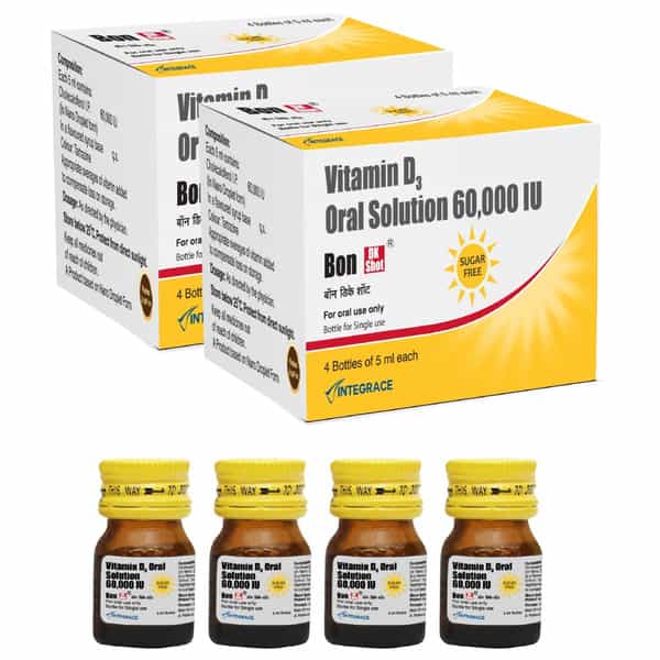 Bon Dk Shot Sugarfree Vitamin D3 Oral Solution (8 Shots- 5Ml Each) Pineapple Flavour (8 X 5 Ml)