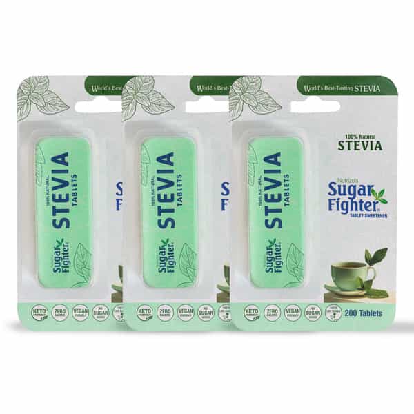 Sugar Fighter Stevia Tablets - Zero Calories & Fat Free - Natural Stevia - 200 Tablets (Pack Of 3)